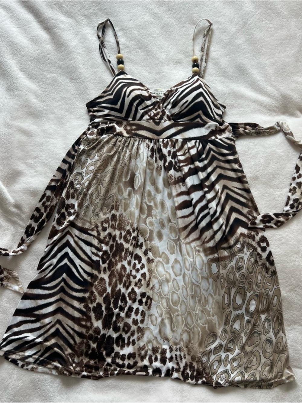 Jus d'Orange Paris Animal Print Spaghetti Strap Dress - Y2K vintage